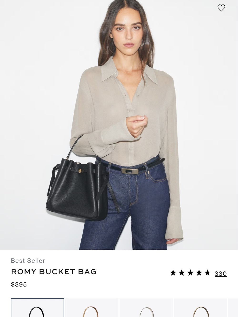 Like NEW - Tory Burch Black Pebbled Leather Drawstring Satchel with Gold-Tone - Picture 4 of 13